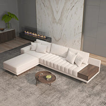 Load image into Gallery viewer, 3200mm L-Shaped Modular Cotton Linen Sectional with Chaise Lounge and Ottoman