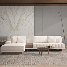 Load image into Gallery viewer, 3200mm L-Shaped Modular Cotton Linen Sectional with Chaise Lounge and Ottoman