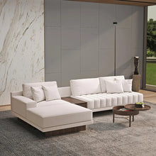 Load image into Gallery viewer, 3200mm L-Shaped Modular Cotton Linen Sectional with Chaise Lounge and Ottoman