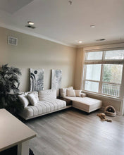 Load image into Gallery viewer, 3200mm L-Shaped Modular Cotton Linen Sectional with Chaise Lounge and Ottoman