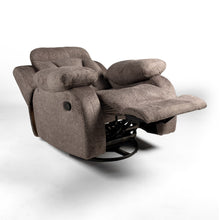 Load image into Gallery viewer, Rounded Brown recliner — fully reclined front angle