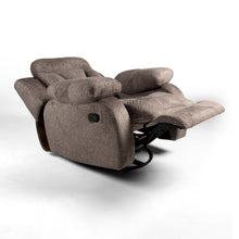 Load image into Gallery viewer, Rounded Brown recliner — fully reclined side angle
