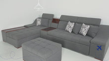 Load and play video in Gallery viewer, Sofa bed with pouf 200 x 340 cm
