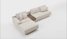 Load and play video in Gallery viewer, 3200mm L-Shaped Modular Cotton Linen Sectional with Chaise Lounge and Ottoman
